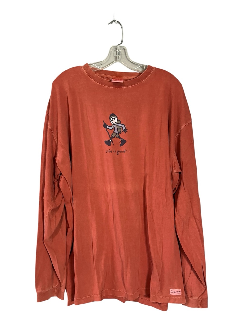Life Is Good‎ Hiking Jake Long Sleeve Crusher Tee XXL Orange Graphic Shirt